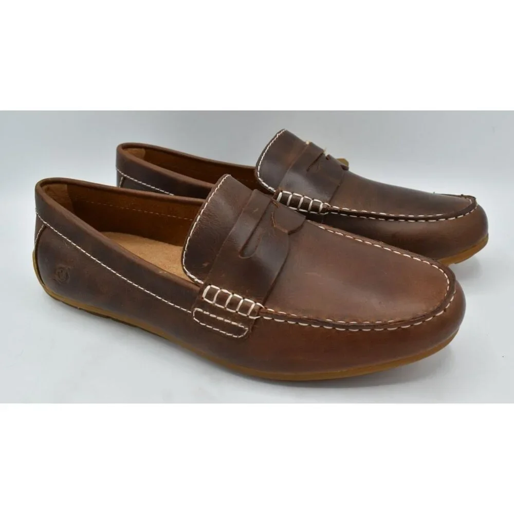 Born Mens‎ 9 Andes Dark Brown Full Grain Leather Slip On Driver Loafers Shoes